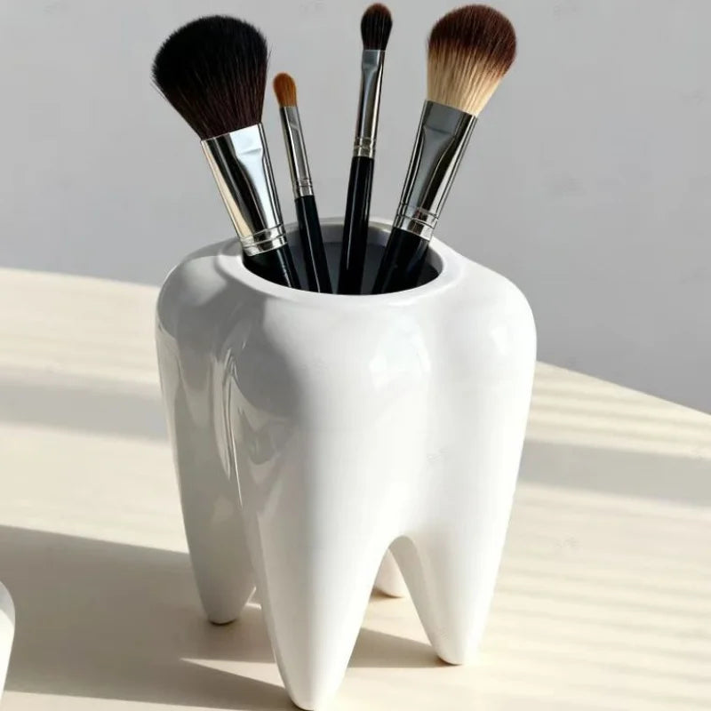 Tooth-Shaped Ceramic Pencil Holder & Succulent Pot | Desk Decor