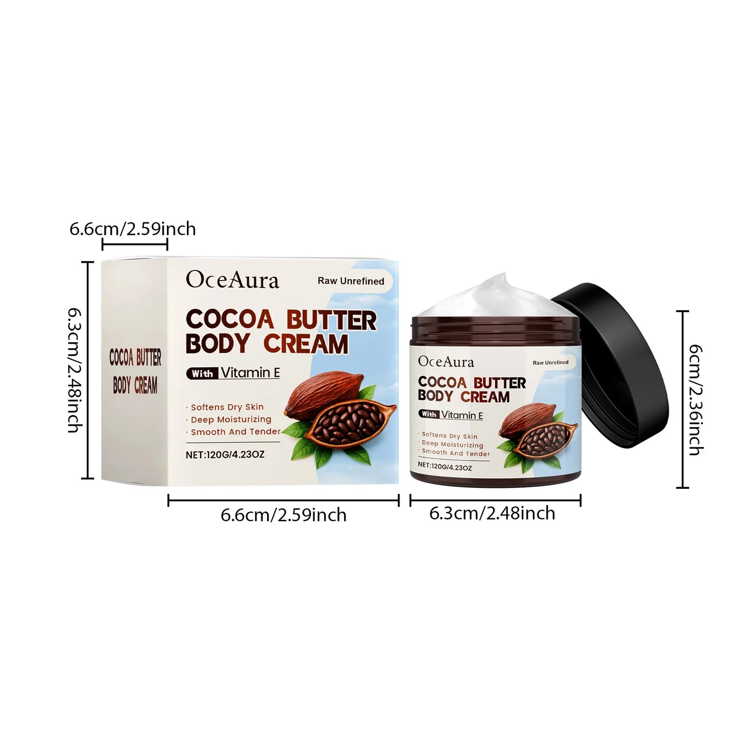 Cocoa Butter Body Lotion Intense Moisturizing Nourishing Cream Smooth Soft Skin Brightening Non-Greasy Winter Skin Care Peaceful Pleasures Health and Wellness