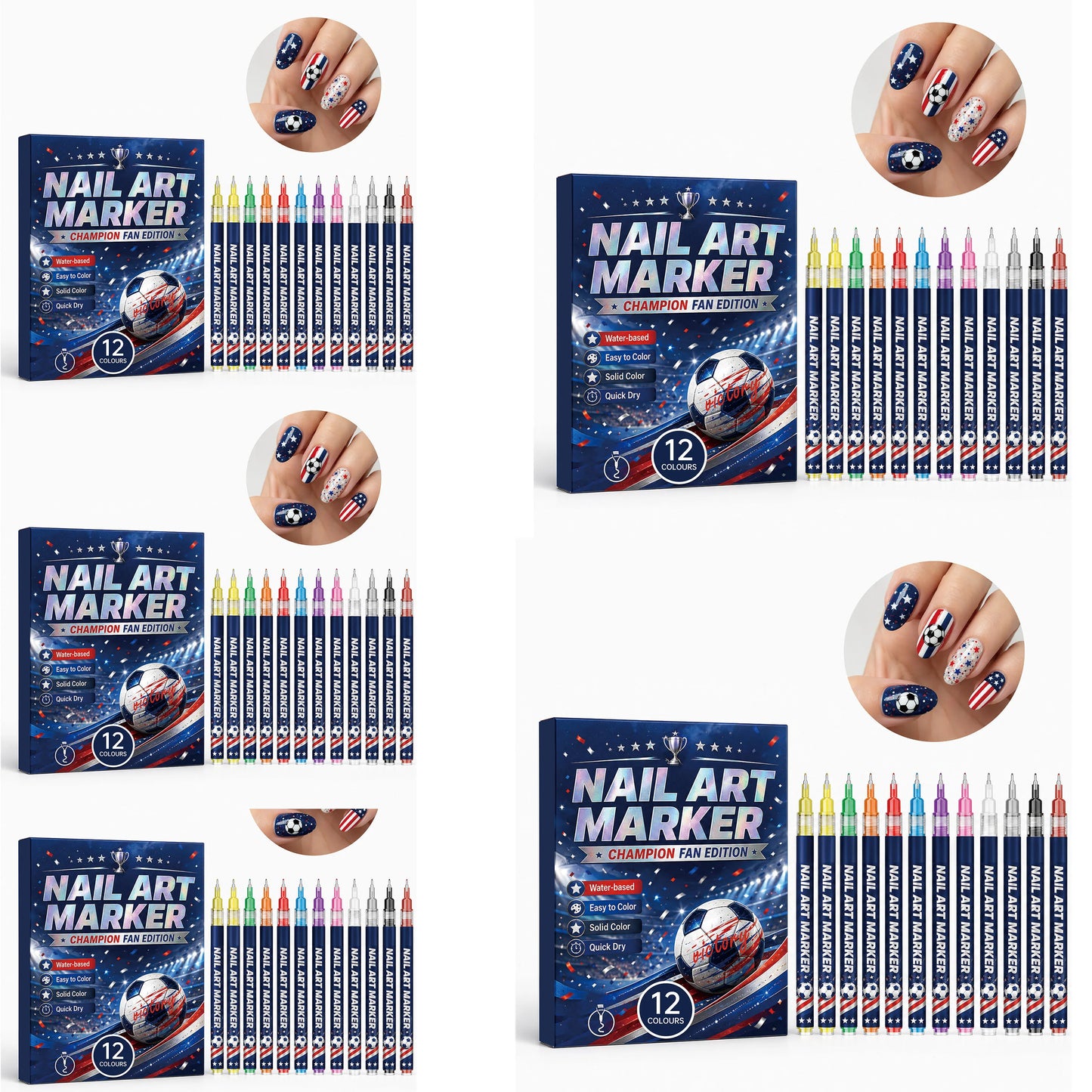 12-Piece Waterproof Nail Art Pens – Fine Tip DIY Design Markers Nail Art Pens Oasis Select buy4get1free