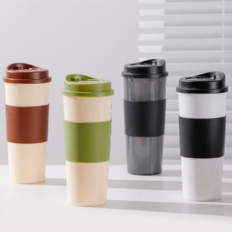 1PC 16OZ Reusable Free BPA Travel Plastic Coffee Cup with Non-Slip Sleeve To Go Travel Cups Hot or Cold Drinks Peaceful Pleasures Health and Wellness