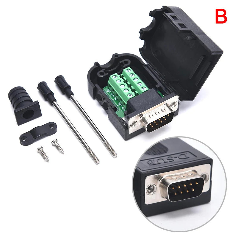 New DB9 Connector RS232 Male Female 9 Pin RS485 Breakout Terminals COM Connectors Peaceful Pleasures Health and Wellness B