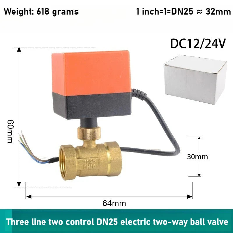 Copper Electric Ball Valve DN15–DN50 | 12V 24V 220V