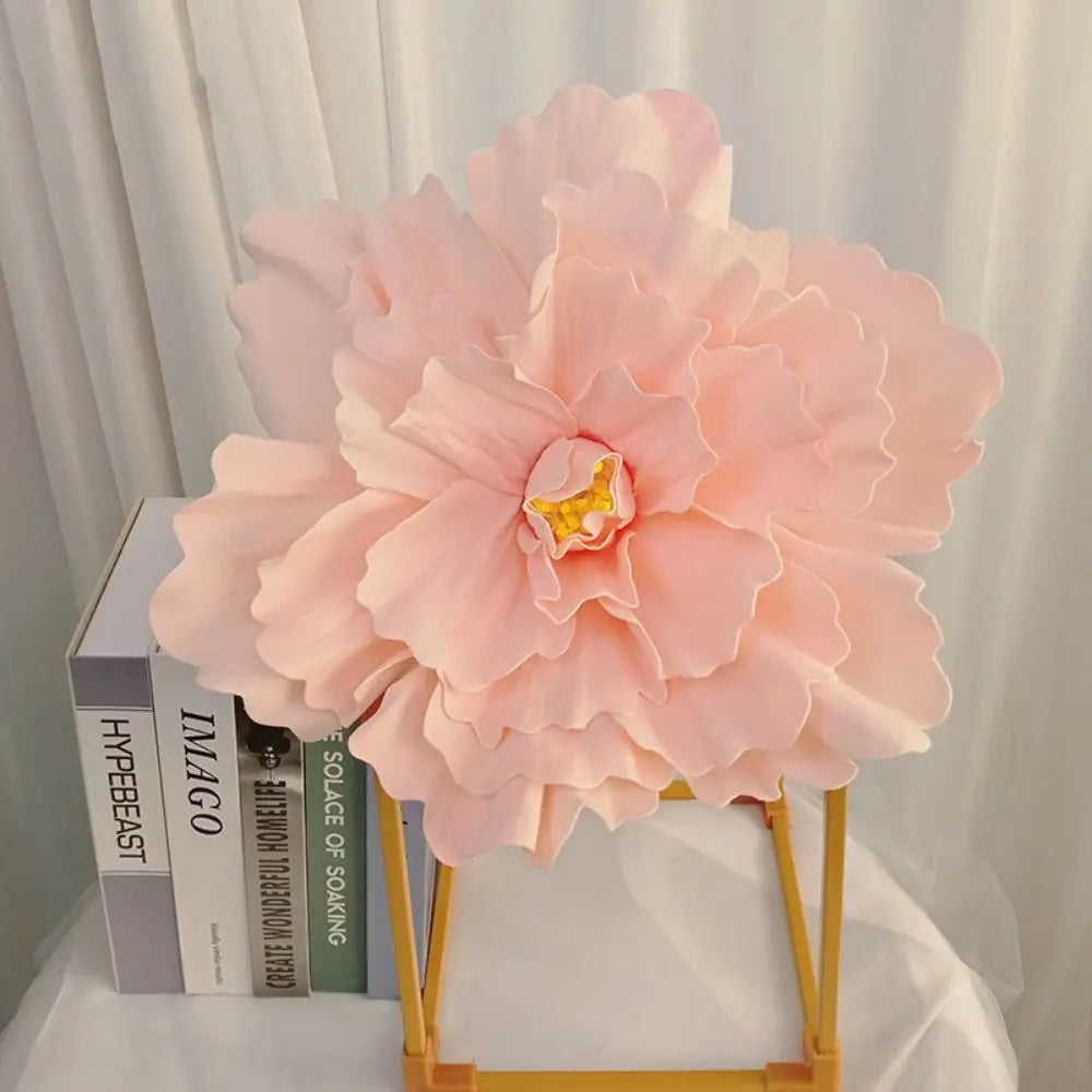 New 50CM PE Foam Rose Flower Photo Props Giant Peony False Flower Wedding Decoration Stage Party Supply Background Wall Peaceful Pleasures Health and Wellness pink