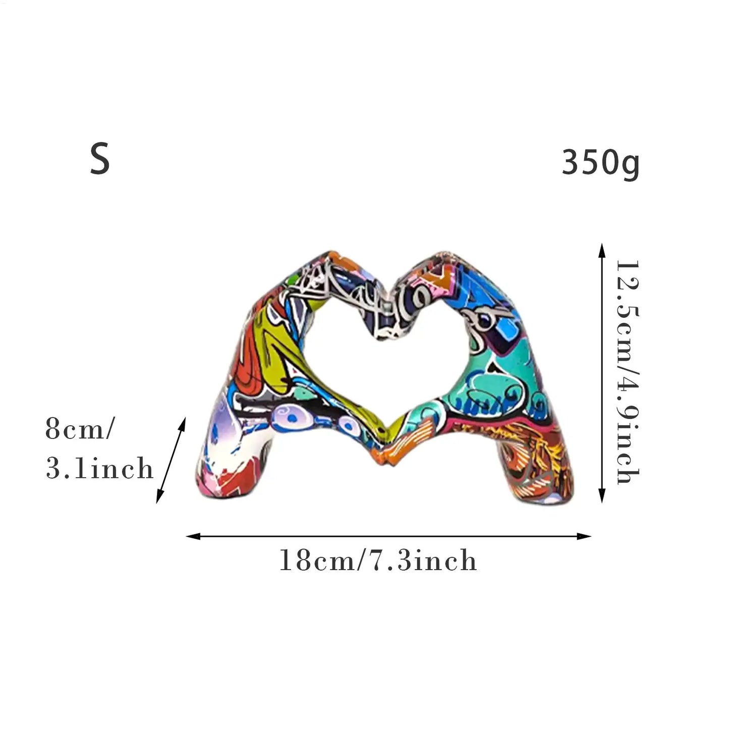 Creative Graffiti Resin Hand Heart Gesture Statue Home Decoration NordicHeart Shaped Statue For Girlfriend Valentine Day Gift Peaceful Pleasures Health and Wellness