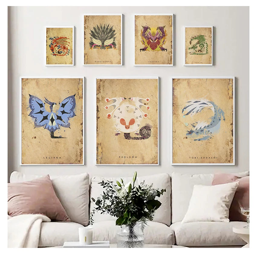Monster Hunter Japanese Anime Canvas Wall Art Poster | Unframed