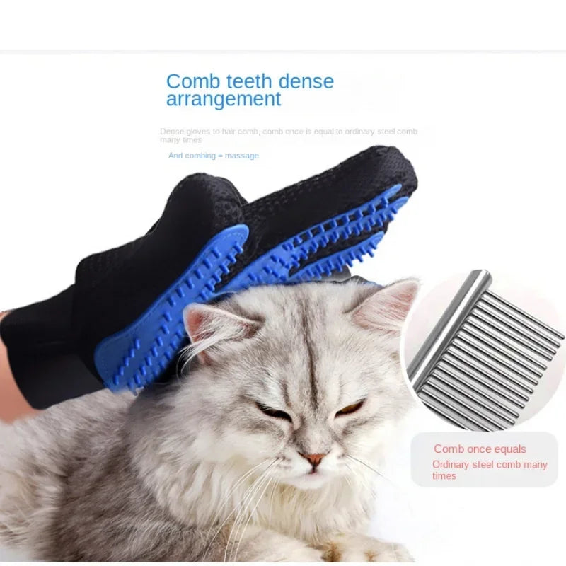 Pet Grooming Gloves for Dogs & Cats – 2-in-1 Deshedding Mitt
