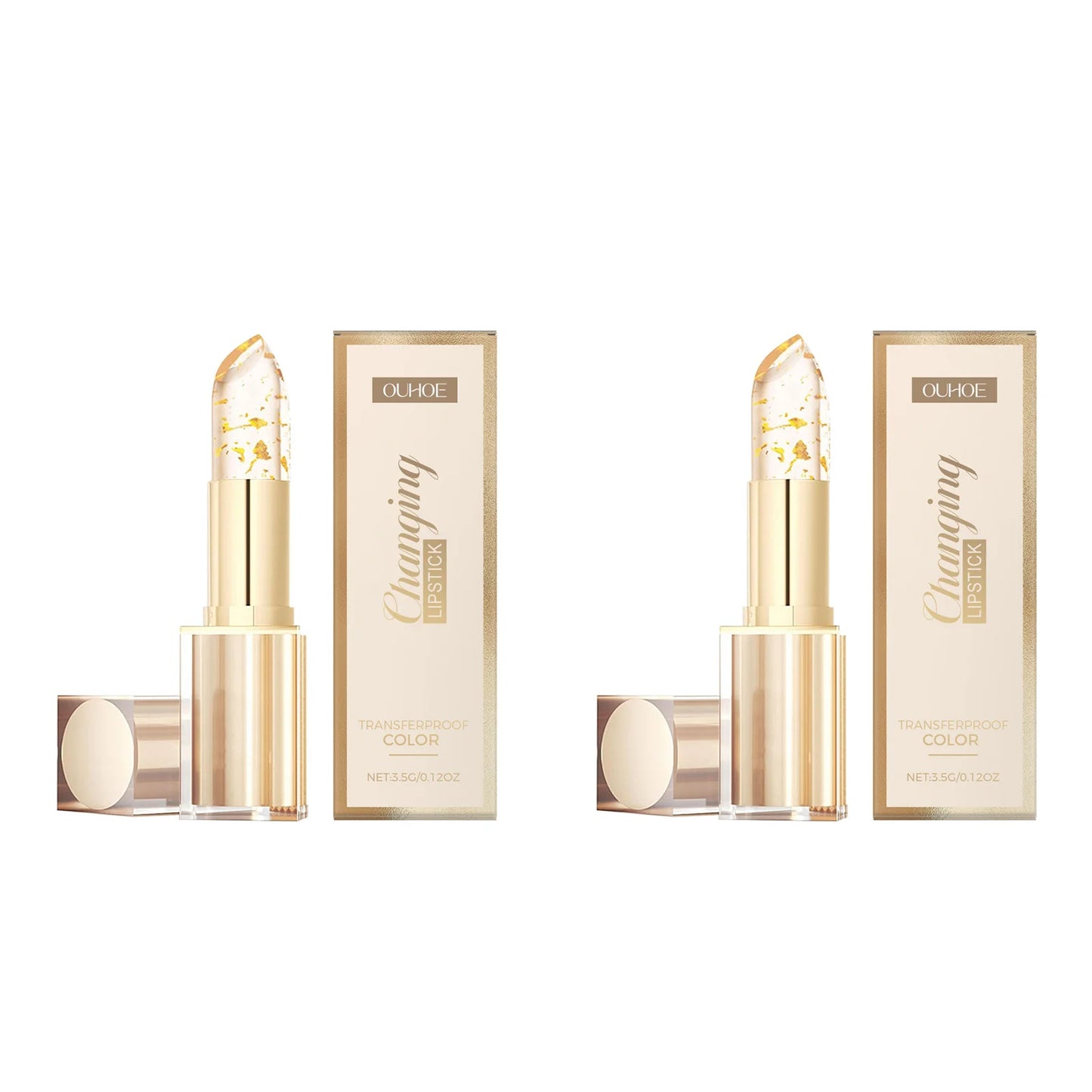 Gold Foil Color-Changing Lip Balm – Glossy & Nourishing Peaceful Pleasures Health and Wellness 2Pcs