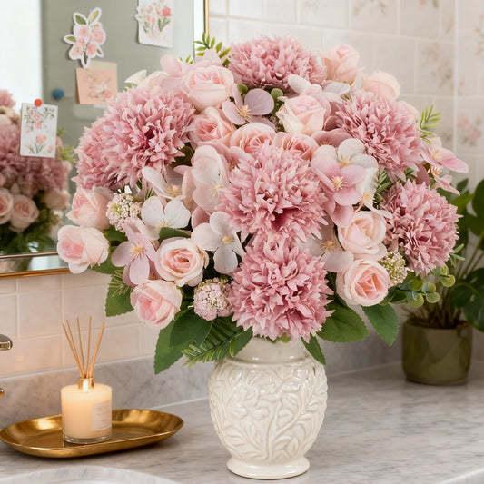 Artificial Silk Chrysanthemum Rose Bouquet | Wedding Home Decor Artificial Flower Bouquet Peaceful Pleasures Health and Wellness