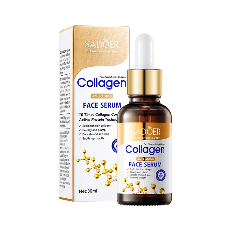 SADOER Collagen Skin Care Moisturizing Face Cream Hyaluronic Facial Serum Firming Lifting Anti-Aging Facial Skin Care Serum Peaceful Pleasures Health and Wellness 1PC Serum