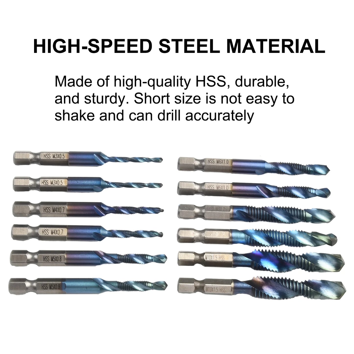 1 4 HSS Hex Shank Titanium Plated Screw Thread Drill Bits M3 M10 Taps