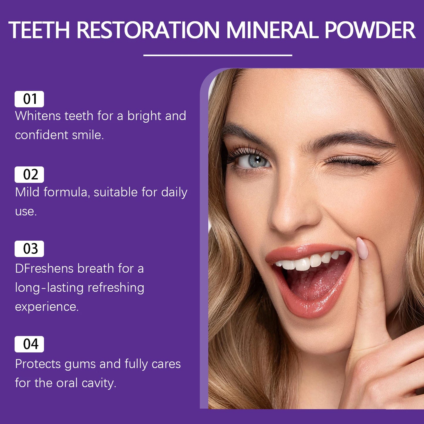 Oralhoe Purple Teeth Whitening Mineral Powder | Stain Remover