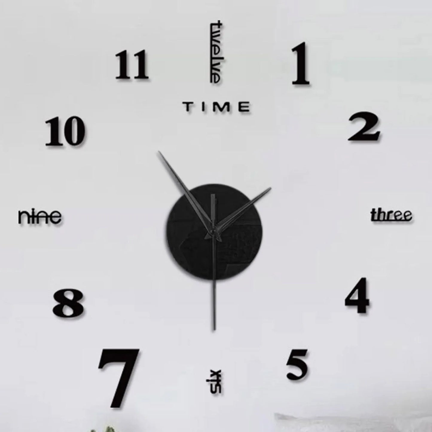 2024 New Creative Wall Clock Living Room DIY Wall Sticker Clock Mute Wall Clock Home Decorate Wall Digital Clock Needle Watch Peaceful Pleasures Health and Wellness Black