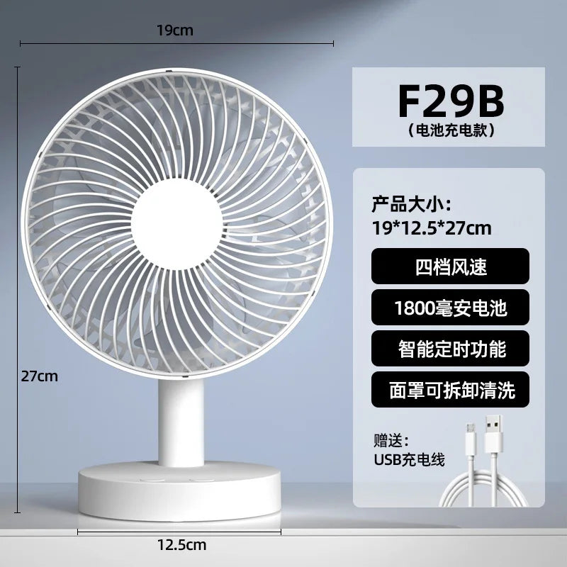 URGGU 8-Inch USB Desktop Fan – 4-Speed Smart Timer