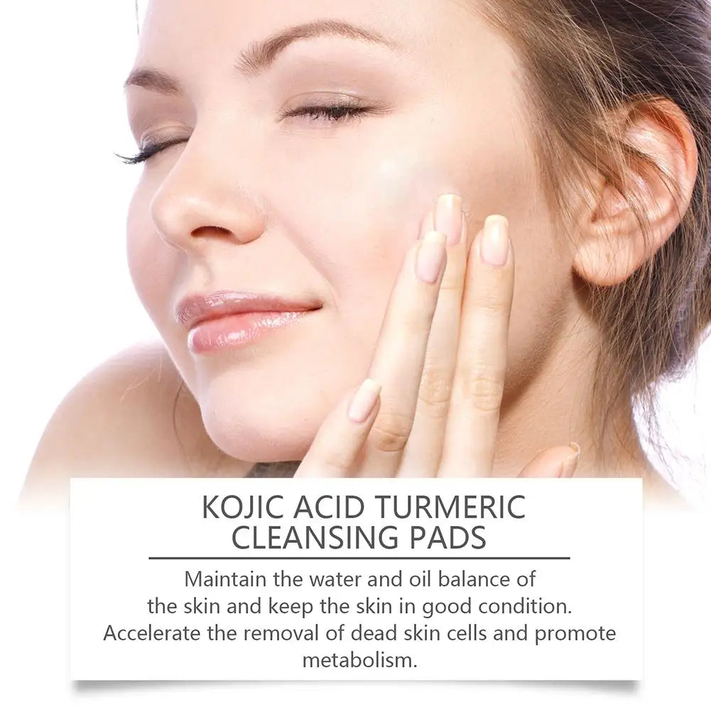 Turmeric Kojic Acid Facial Exfoliating Cleansing Pads Lemon deeply Cleansing skin brightening Whitening Cotton pad skin care Peaceful Pleasures Health and Wellness