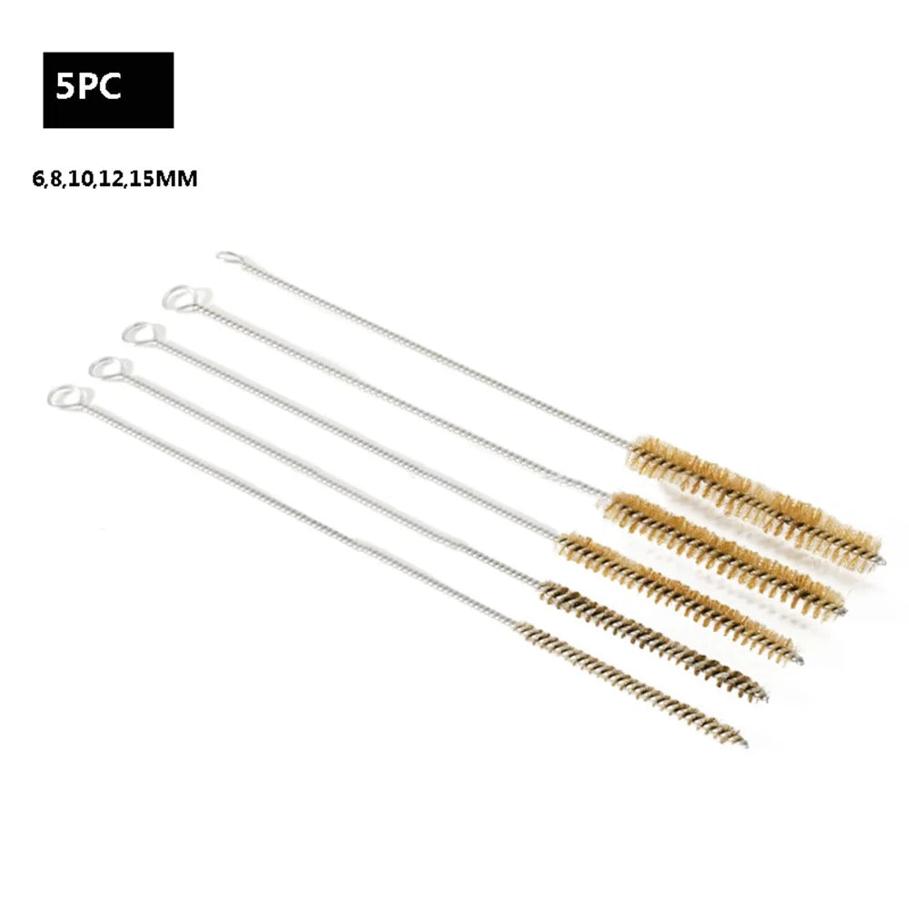 5 Cleaning Brushes Stainless Steel Brass Cylinder Wire Tube Pipe