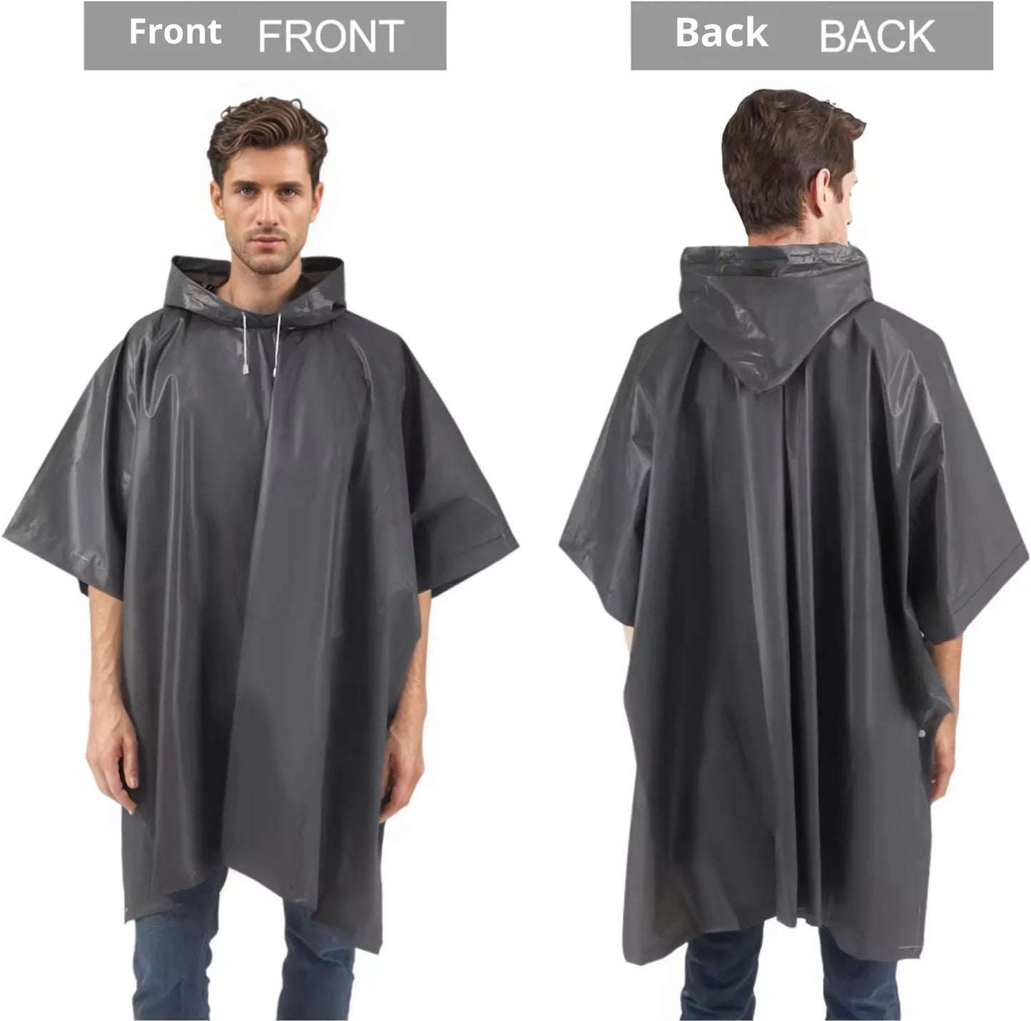 3-in-1 Waterproof Rain Poncho – Hooded Raincoat for Outdoors