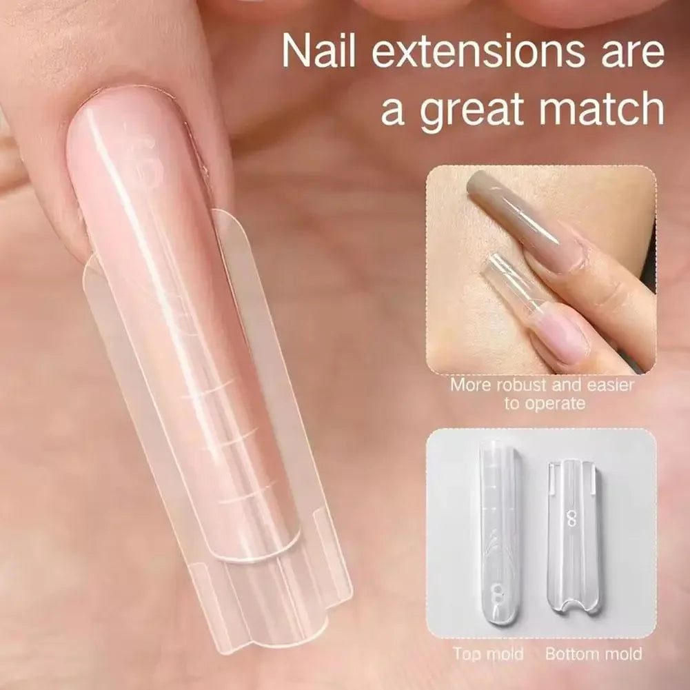140/280Pcs Sandwich False nails Dual Forms Nail Mold for Quick Nails Extension 14 Sizes Plastic Nail Form Tools Nail Art Design Peaceful Pleasures Health and Wellness