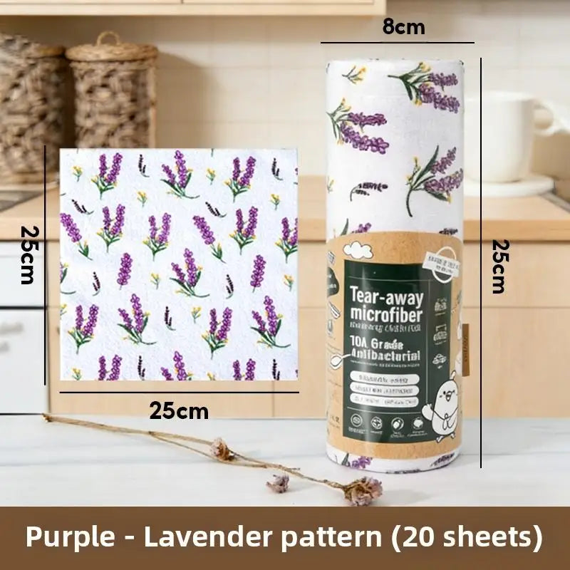 Reusable Microfiber Cleaning Cloth Roll | Cute Prints, 20 Sheets