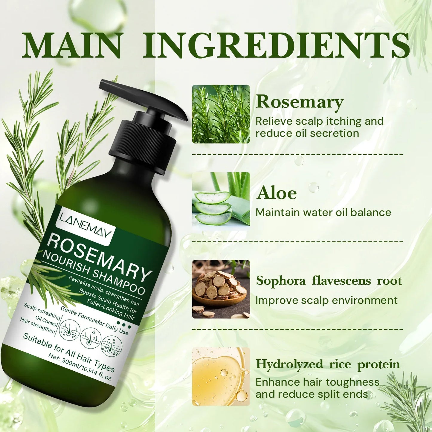 Rosemary Nourish Shampoo – Volume, Oil Control & Repair