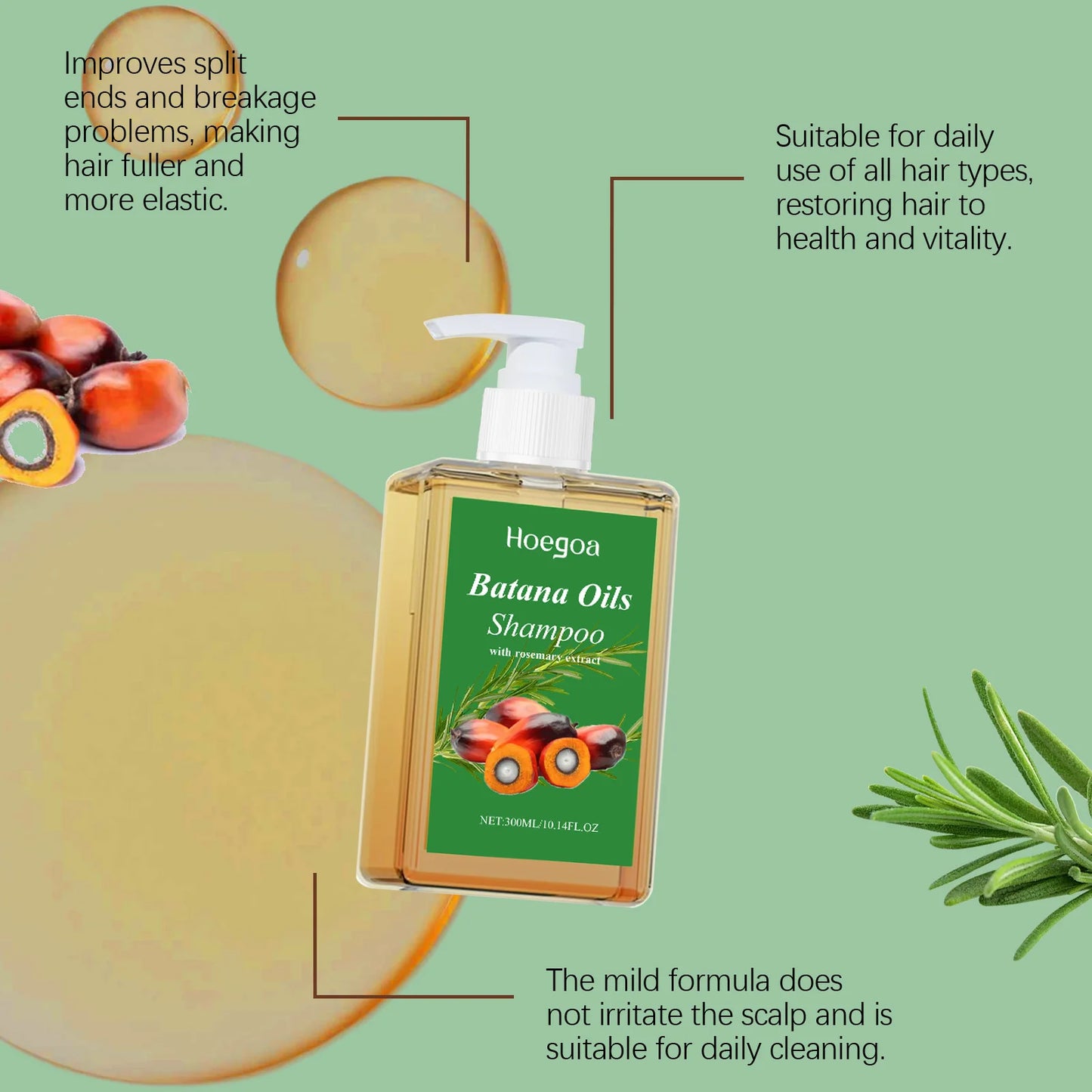Batana Oil & Rosemary Shampoo for Hair Growth & Hair Loss