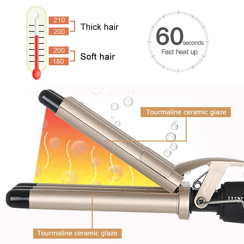 Electric Large Household Curling Iron Five-Tube Water Ripple PTC Heater LED Splint Egg Roll Curling Iron Horse Ceramic Peaceful Pleasures Health and Wellness