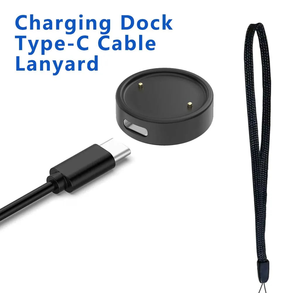 Charger for Amazfit Active 2 (A2437) Smartwatch Accessories with Charging Cable for Amazfit Bip 6 (A2435) Peaceful Pleasures Health and Wellness black