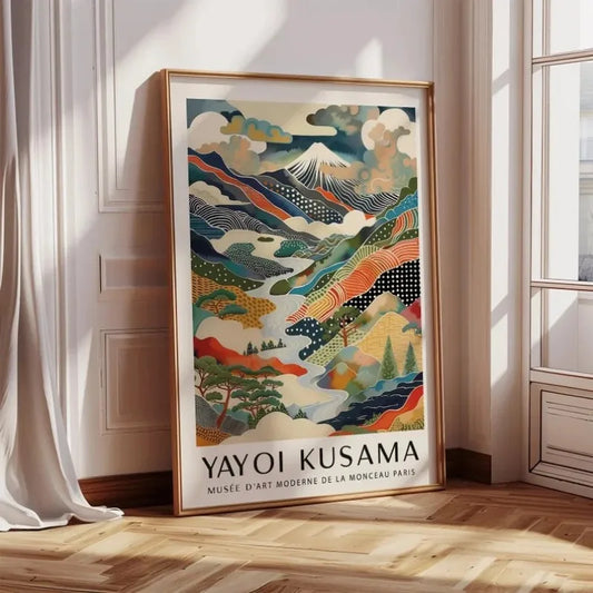 Yayoi Kusama Mount Fuji Canvas Print Japanese Mountain Landscape Poster Colourful Modern Art for Living Room, Bedroom or Offi Peaceful Pleasures Health and Wellness