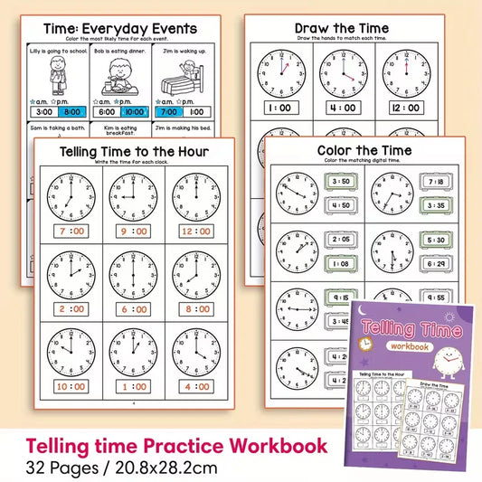 Telling Time Workbook Kids Master Analog Digital Clocks 30 Days Daily Peaceful Pleasures Health and Wellness