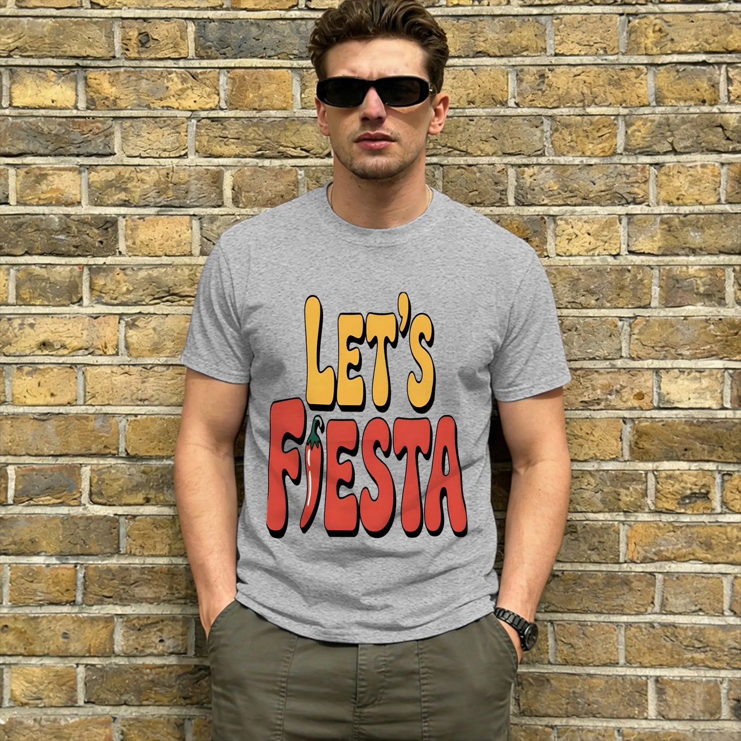 Vintage T Shirt Summer Let's Party Fiesta Trendy Cool T Shirts 100% Cotton Tee Shirt for Men Y2K Fun Cheap Short Sleeve Tops Peaceful Pleasures Health and Wellness GRAY S