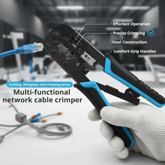 Multifunctional RJ45 Crimping Tool Wire Stripper Cutter Crimper Ethernet Network LAN Cable Cutter Stripper Plier Tool for 8P6P Peaceful Pleasures Health and Wellness