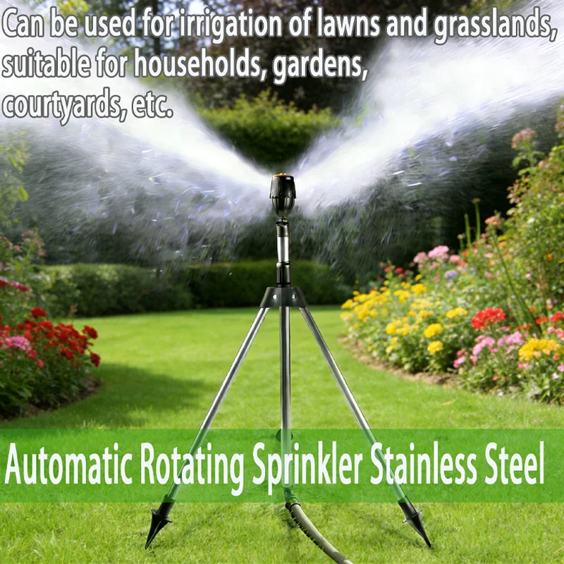 360 Rotary Irrigation Sprinkler Head with Tripod Telescopic Support Automatic Rotating Sprayer Garden Lawn Watering Sprinkler Peaceful Pleasures Health and Wellness