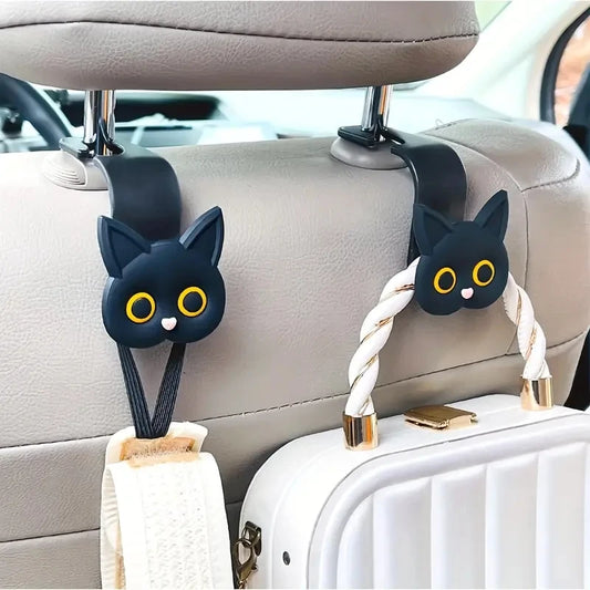 Cute 3D Cartoon Cat Car Headrest Hooks Universal Seat Back Organizer Peaceful Pleasures Health and Wellness