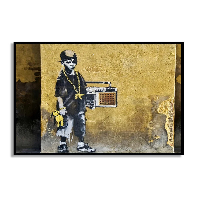 Graffiti Banksy Art Poster Banksy Image Series Printed Canvas Art Mural Used for Home Wall and Living Room Decoration, Framel Peaceful Pleasures Health and Wellness