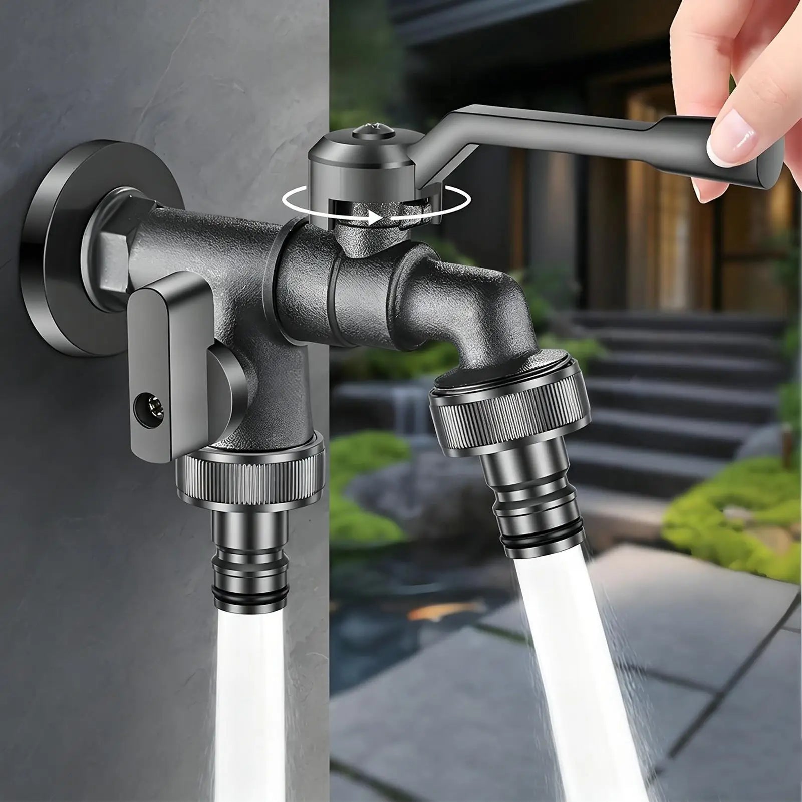 Heavy Duty Anti-Freeze 2-Way Garden Water Faucet Outdoor Tap for Car Washing Flower Irrigation Pet Grooming, Pro & Homeowners Peaceful Pleasures Health and Wellness
