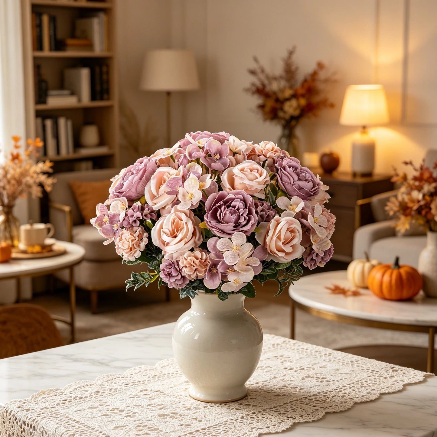 Artificial Silk Peony Rose Hydrangea Bouquet | Home Decor
