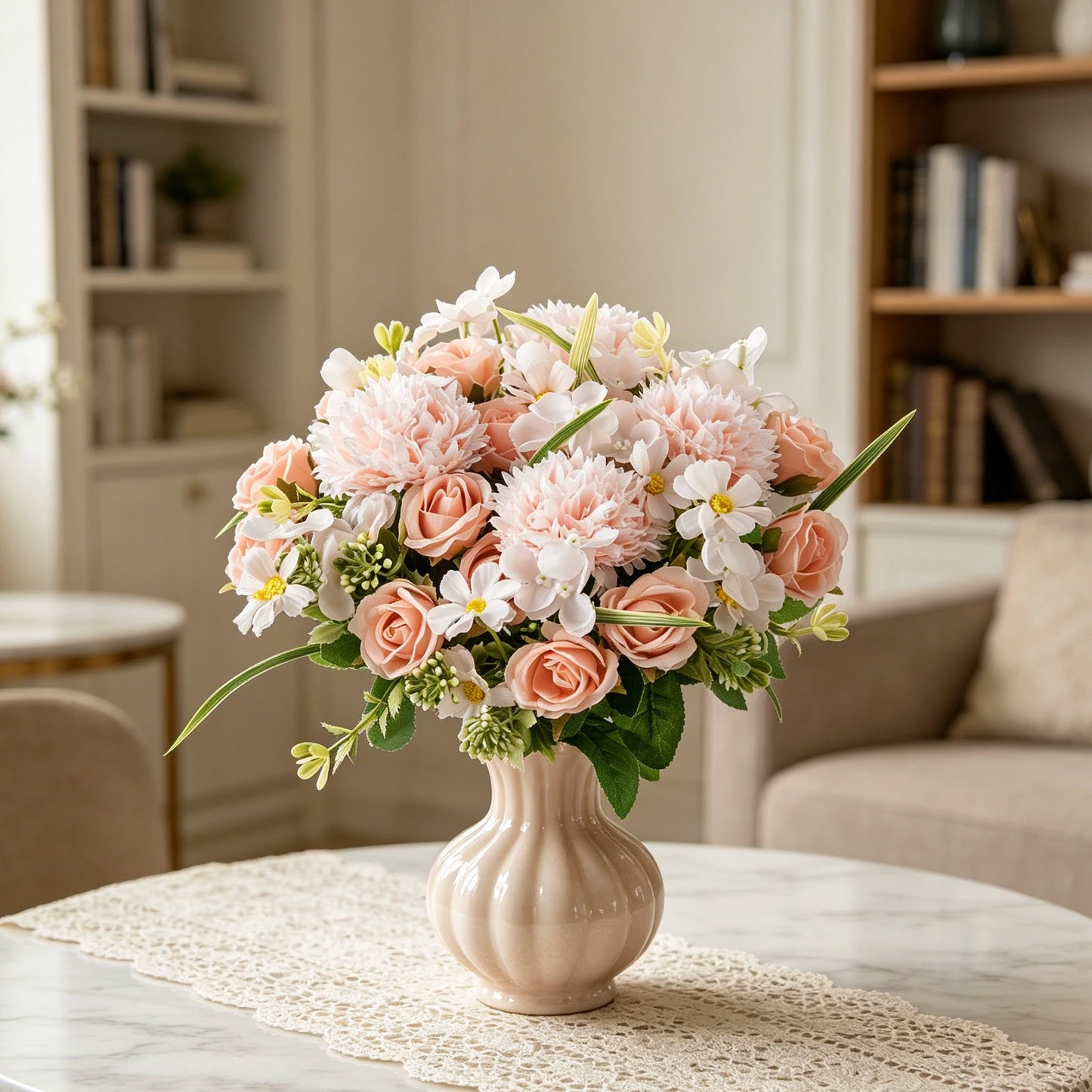 Silk Rose Artificial Flower Wreath | Wedding & Home Decor