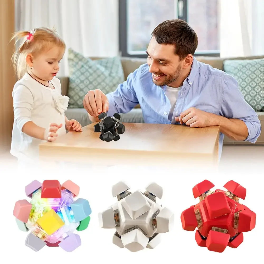 Stress Reliever 12 Key Flashing Light Mechanical Keyboard Ball Fingertip Pressing Repair Decompression Gift Toy for Adults Kids Peaceful Pleasures Health and Wellness