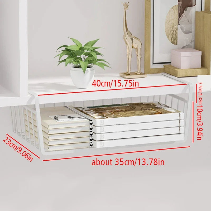 Under-Cabinet Metal Hanging Basket – Kitchen & Office Organizer
