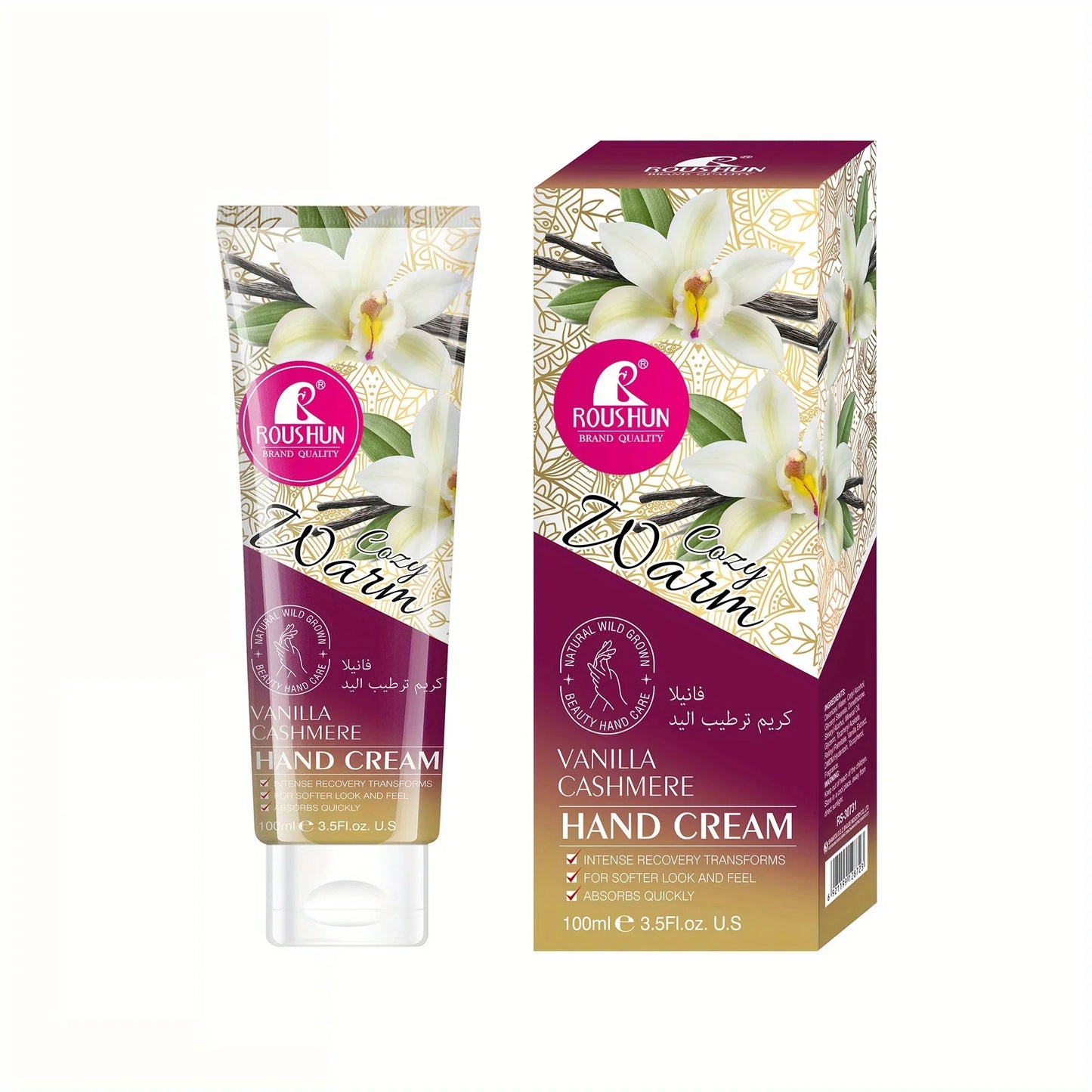 ROUSHUN Vanilla Hand Cream 100ml – Hydrating & Non-Greasy