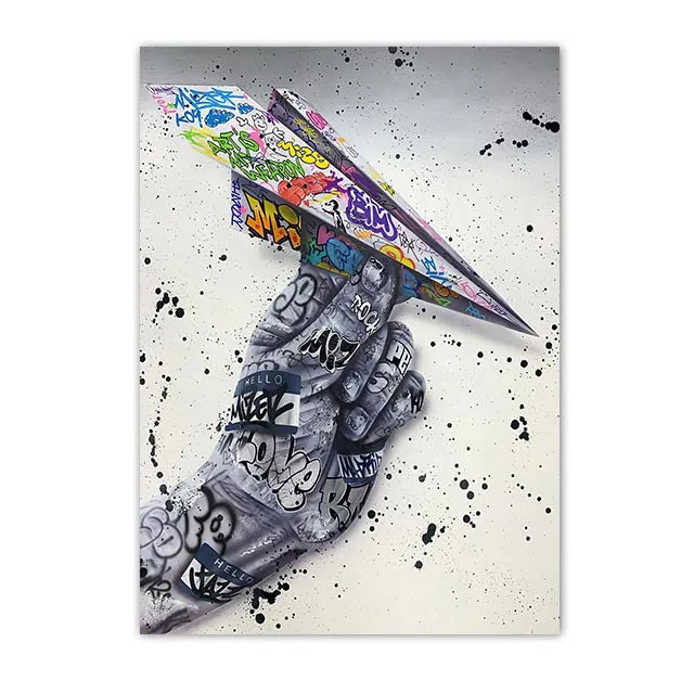 Graffiti Street Art Canvas Print | Love Kiss Hand Gestures Poster