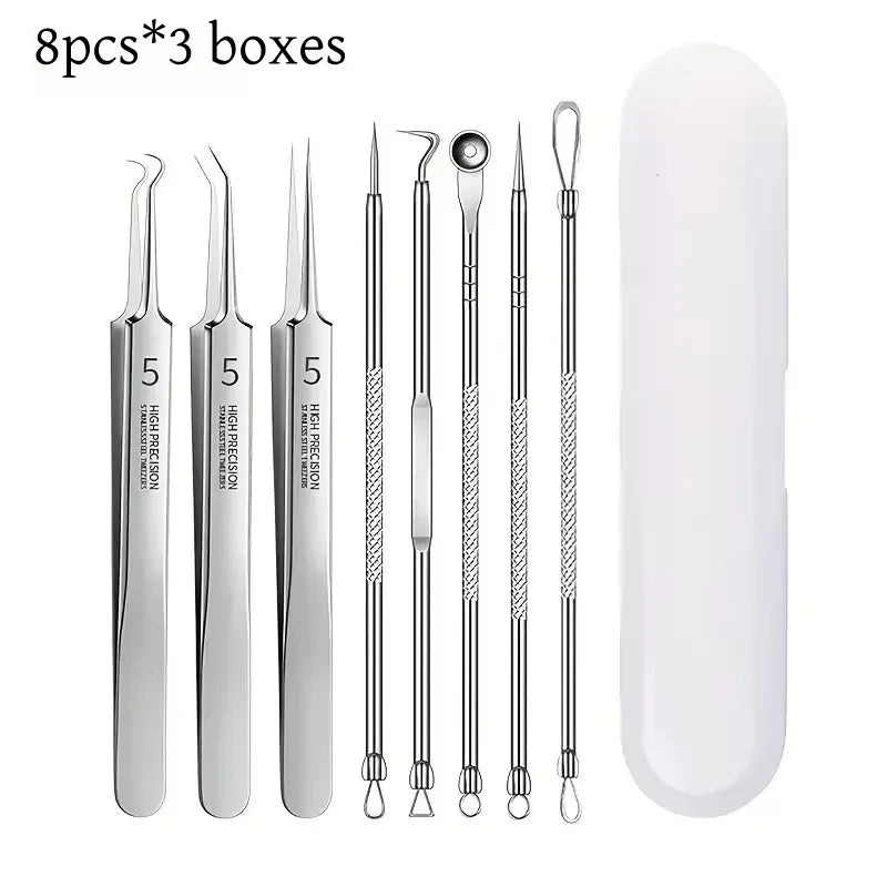 8 PCS Stainless Steel Acne Clip, Cell Clip, Blackhead Clip, Acne Needle, Beauty Salon Acne Needle, Acne Needle Tool Peaceful Pleasures Health and Wellness 3 boxes