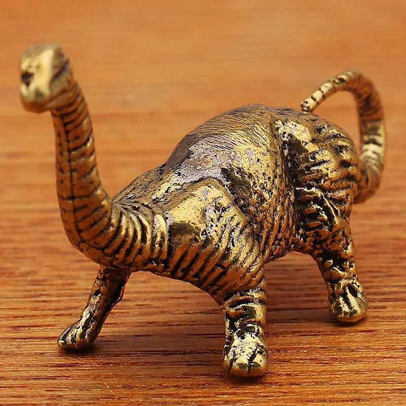 1PCS Solid Brass Jurassic Dinosaur Small Statue Miniatures Copper Dinosaur Ornaments Office Desktop Ornaments Tea Pet Crafts Peaceful Pleasures Health and Wellness