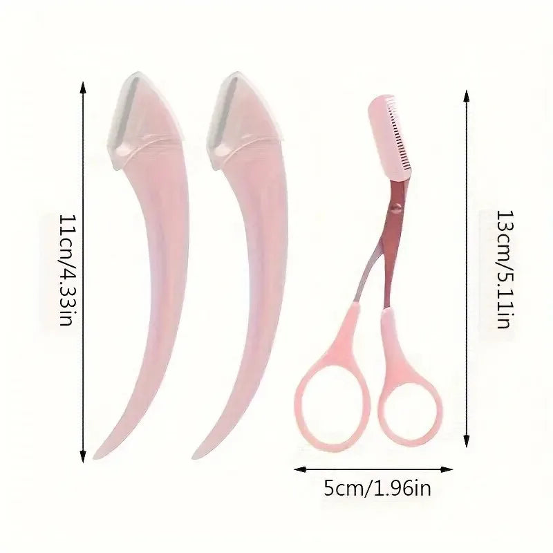 Eyebrow Trimmer Set – Curved Razor, Scissors & Comb Kit Eyebrow Grooming Set Peaceful Pleasures Health and Wellness