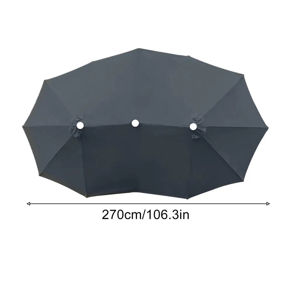 Replacement Patio Umbrella Canopy 12 Ribs 8.86ft Waterproof UPF30 Triple Parasol Top Cover Umbrella Fabric Replacement For Peaceful Pleasures Health and Wellness China Mainland Dark Grey