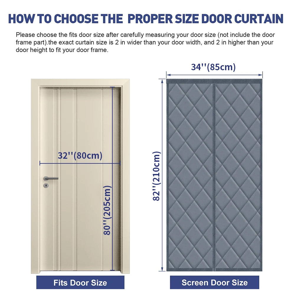 Magnetic Thermal Insulated Door Curtain Energy-Saving Privacy-Protecting Windproof Waterproof Cotton Curtain for Heater Room Peaceful Pleasures Health and Wellness