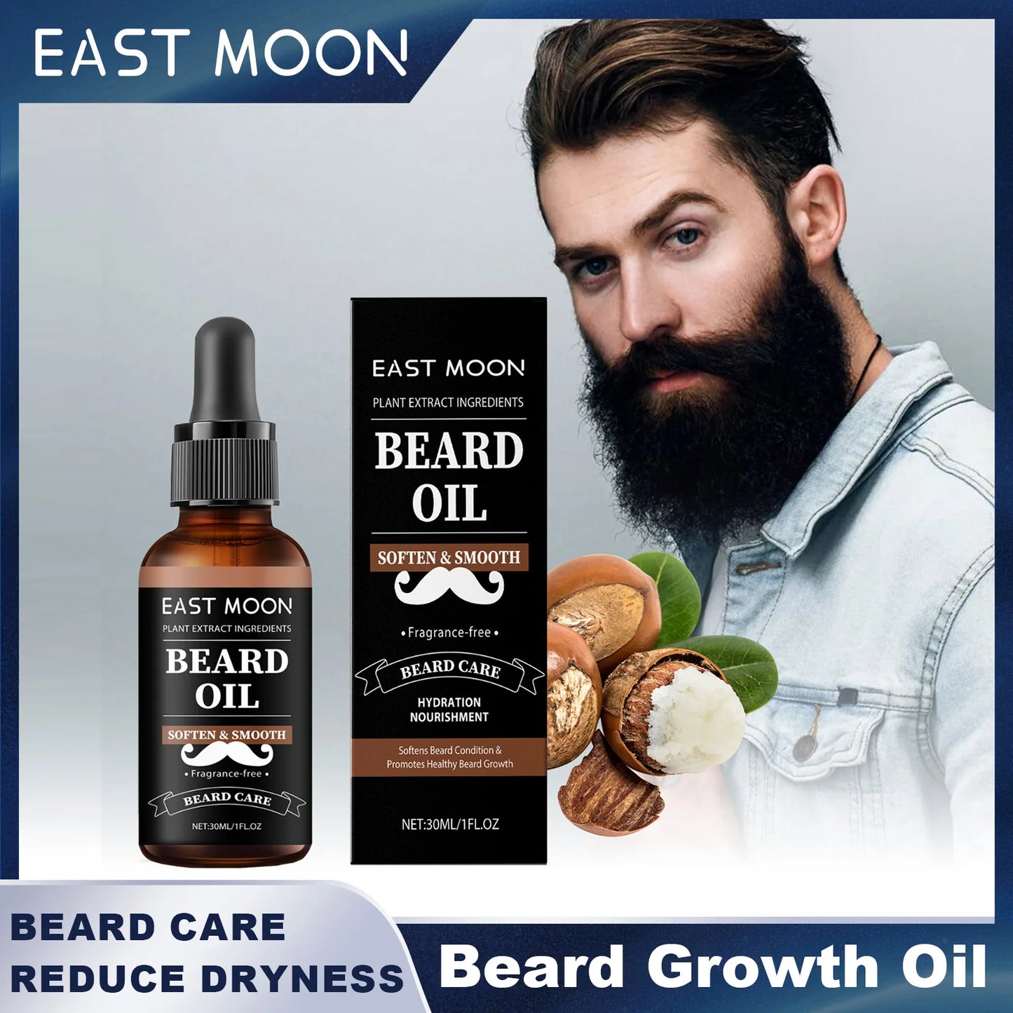 East Moon Beard Care Oil – Deep Moisture & Growth, 30ml
