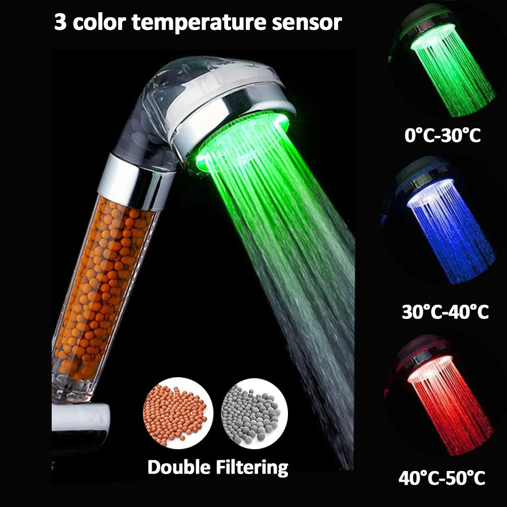 LED Color-Changing Shower Head | 3 & 7 Colors, Water Saving