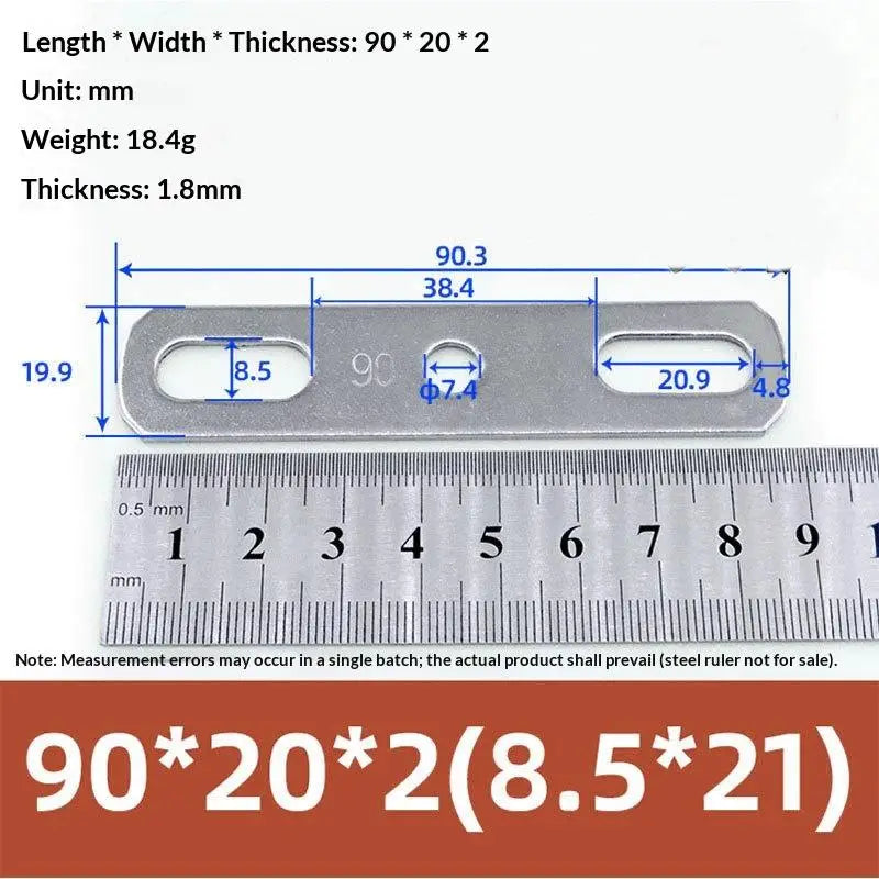 Double Hole Metal Straight Plate 304 Stainless Steel Thickened Flat Gasket With Holes Blocking Plate Bolt Accessories Peaceful Pleasures Health and Wellness 90x20x2cm B