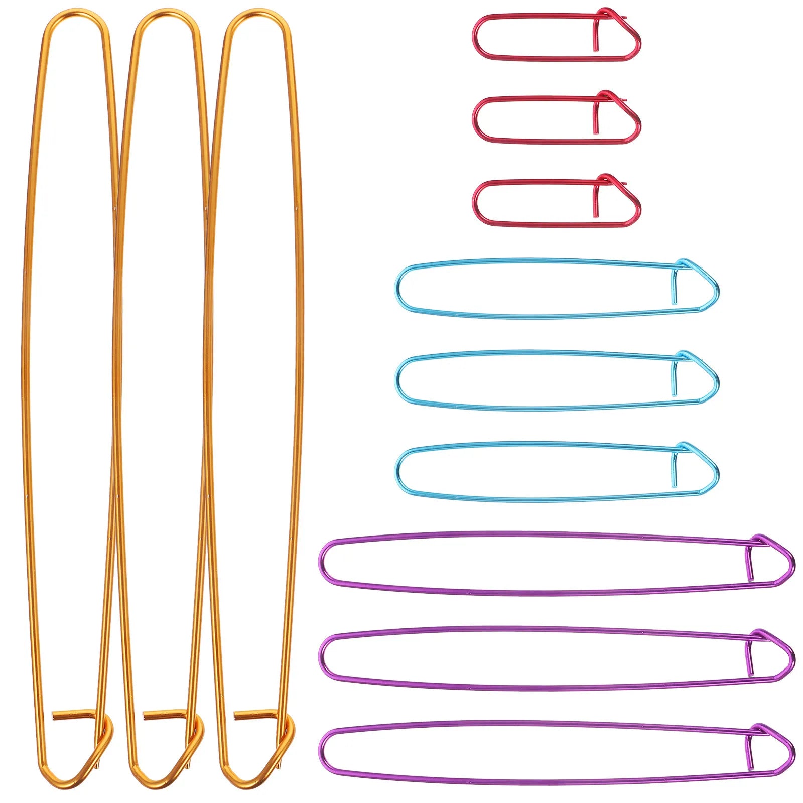 12Pcs Versatile Aluminum Stitch Holders 4 Sizes 6Cm 12Cm 17Cm 20Cm Easy Open Close Knitting Crochet Safety Pins for Scarves Peaceful Pleasures Health and Wellness