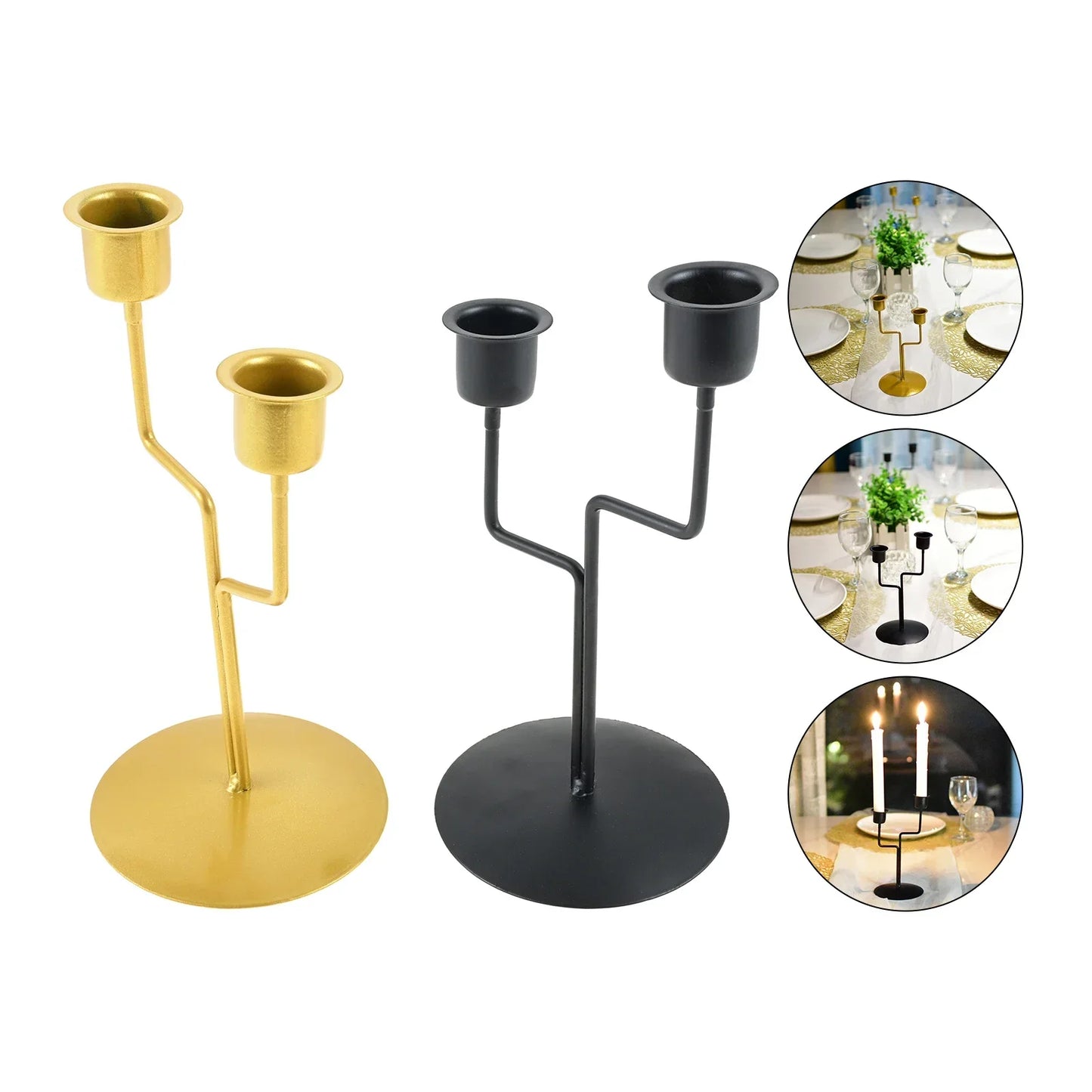 Gold 2-Head Tree Branch Candlestick | Nordic Iron Candle Holder